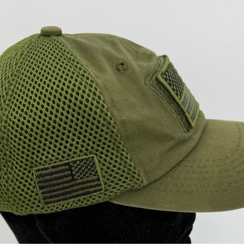 Pit Bull Snapback Mesh Trucker Hat Green OS Adjustable Embroidered Flag **READ**
